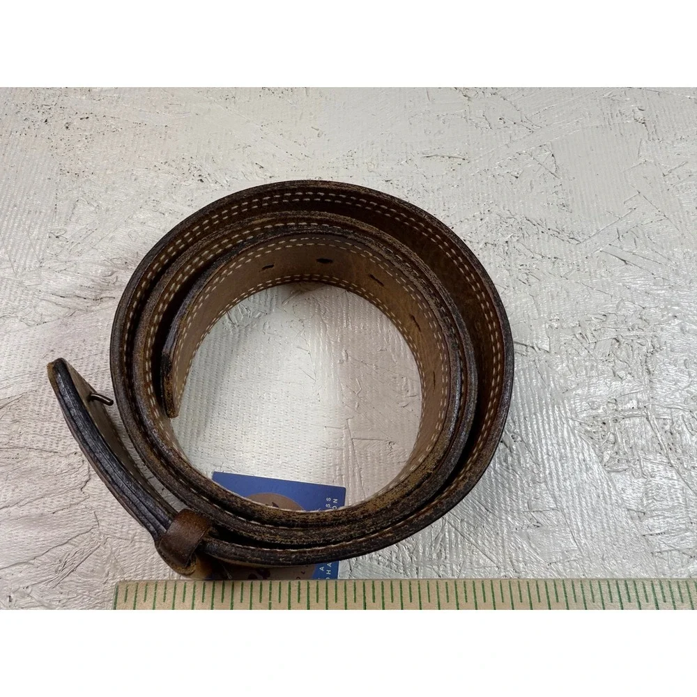 Men's Western‎ Tooled Leather Belt Floral Design Brown Suede Lined